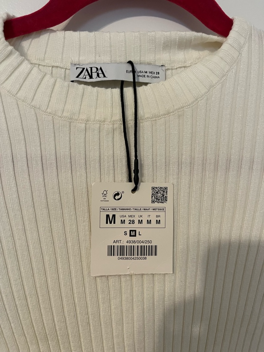 Zara Cream Ribbed Puff-Sleeve Knit Top - Picture 3 of 4